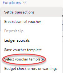selecting voucher template d365