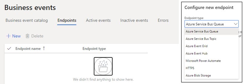 configure new endpoint business events dynamics 365