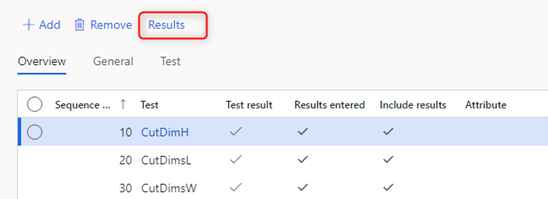 Quality results view in Dynamics 365