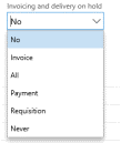 Invoicing and delivery on hold options Dynamics 365 customer service